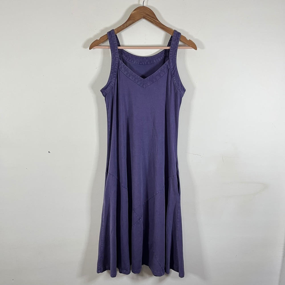 Maggie's Organics Cotton Drop Waist Sleeveless Purple Midi Dress Boho Whimsigoth